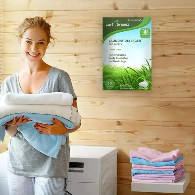 Alt view image 5 of 6 - Laundry Detergent Sheets - Fresh Linen - No Plastic Jug (60 Loads) 30 Sheets