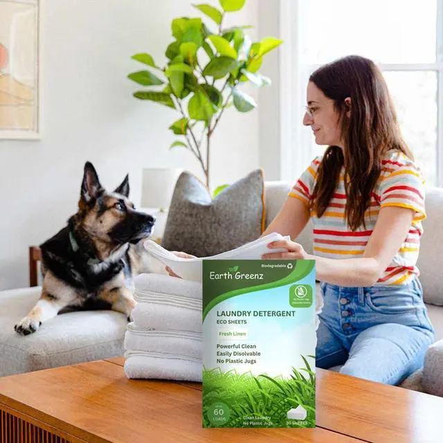 Alt view image 6 of 6 - Laundry Detergent Sheets - Fresh Linen - No Plastic Jug (60 Loads) 30 Sheets