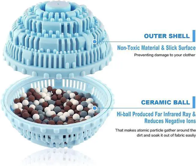Alt view image 3 of 7 - 2pcs Laundry Ball - Natural Non-Chemical Detergent Laundry Balls for Washing Machine - Eco Friendly Wash Ball & Detergent Alternative for 2000 Washings(Light Blue)