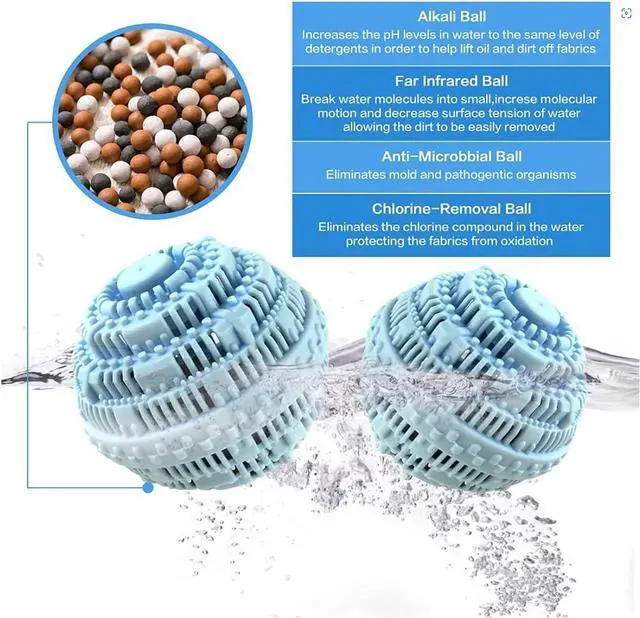 Alt view image 4 of 7 - 2pcs Laundry Ball - Natural Non-Chemical Detergent Laundry Balls for Washing Machine - Eco Friendly Wash Ball & Detergent Alternative for 2000 Washings(Light Blue)