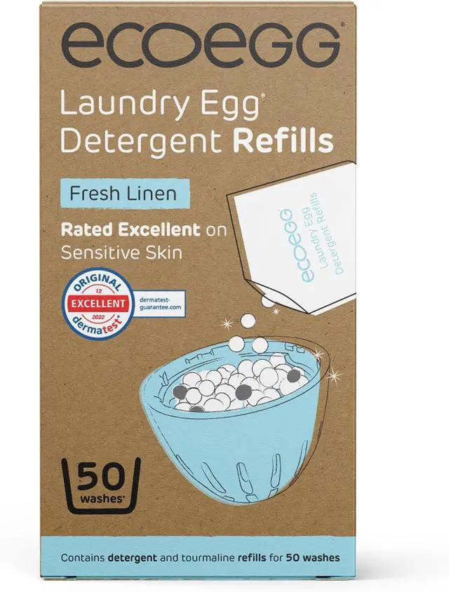 Main image of Ecoegg Laundry Egg Refill Pellets, 50 Loads, Fresh Linen, Sensitive Skin Laundry Detergent