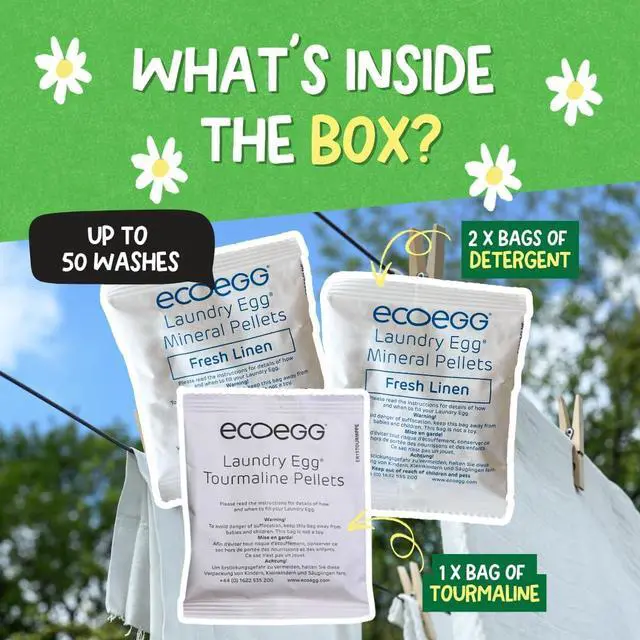 Alt view image 2 of 6 - Ecoegg Laundry Egg Refill Pellets, 50 Loads, Fresh Linen, Sensitive Skin Laundry Detergent