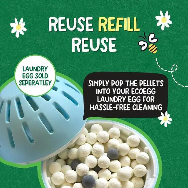 Alt view image 3 of 6 - Ecoegg Laundry Egg Refill Pellets, 50 Loads, Fresh Linen, Sensitive Skin Laundry Detergent