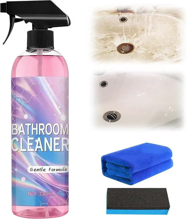 Main image of Bathroom Descaler Foam Cleaner, 10 Fl Oz Powerful Pink Bathroom Cleaner Spray,Bathrooms Descaler Foam Cleaners, Stubborn Stains Cleaner for Sink Tub Floor Tile (1set/300ml)