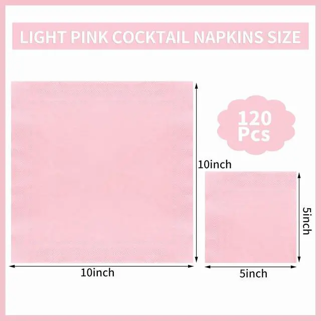 Alt view image 2 of 7 - NatNarr 120 Pk Cocktail Napkins Pink Napkins Disposable, 5 Inch