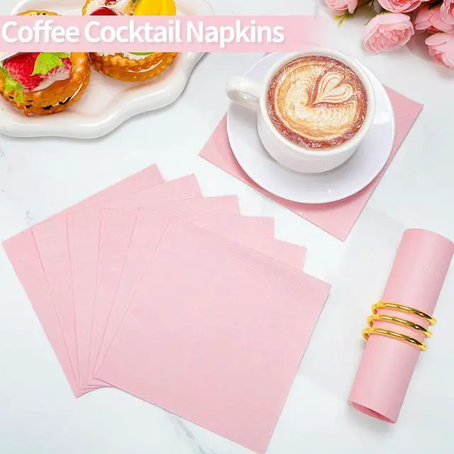 Alt view image 3 of 7 - NatNarr 120 Pk Cocktail Napkins Pink Napkins Disposable, 5 Inch