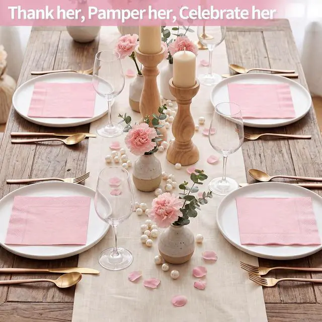 Alt view image 4 of 7 - NatNarr 120 Pk Cocktail Napkins Pink Napkins Disposable, 5 Inch