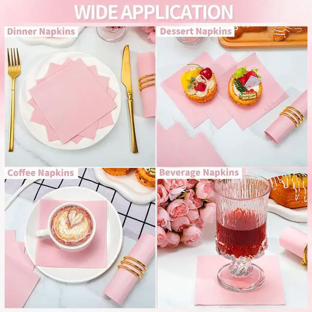 Alt view image 5 of 7 - NatNarr 120 Pk Cocktail Napkins Pink Napkins Disposable, 5 Inch