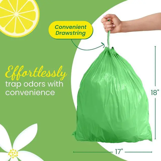 Alt view image 4 of 7 - Reli. Small Trash Bags Drawstring 4 Gallon (50 Count) Citrus Scented