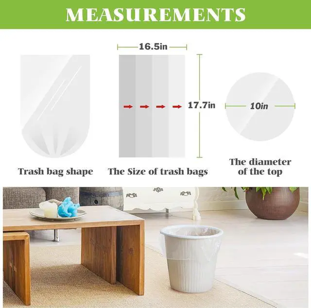 Alt view image 2 of 7 - Teivio Small Clear Trash Bags 1.2 Gallon 180 Count Bathroom Garbage Bags