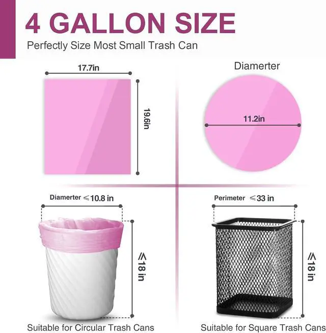 Alt view image 5 of 6 - Charmount Small Trash Bags Bathroom, 4 Gallon Garbage Bags, 80 Count