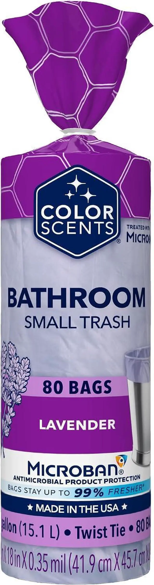 Main image of Color Scents 4 Gallon Small Trash Bags Twist Tie 80 Count Lavender
