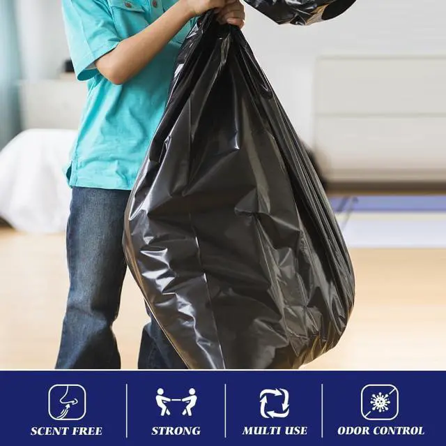 Alt view image 4 of 7 - Teivio Large Black Trash Bags 30-33 Gallon 40 Count 30+ Gal Garbage Bags