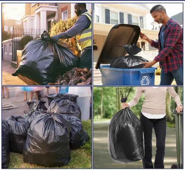 Alt view image 7 of 7 - Teivio Large Black Trash Bags 30-33 Gallon 40 Count 30+ Gal Garbage Bags