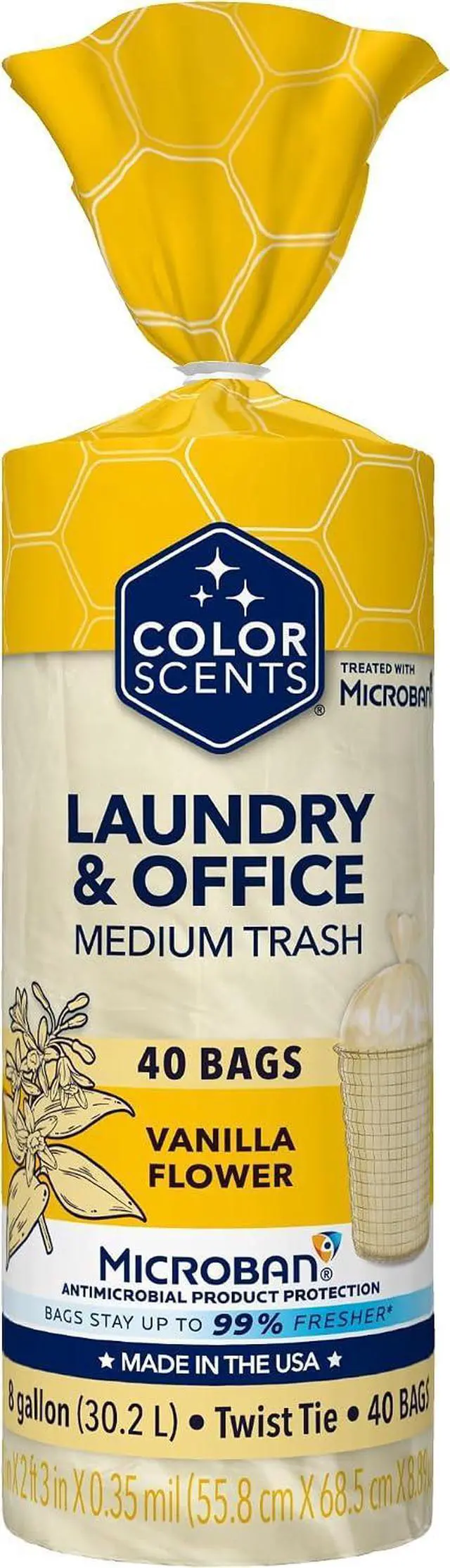 Main image of Color Scents 8 Gallon Trash Bags Twist Tie 40 Count Vanilla Flower