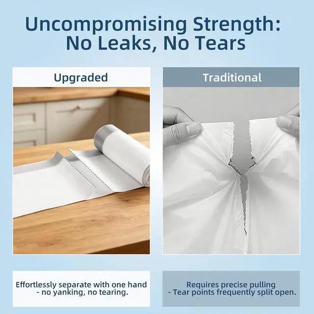 Alt view image 4 of 7 - 1.2 Gallon Trash Bags, 100 Count White Trash Bags Drawstring Small Garbage Bags Thick Pre-separated Unscented Trash Can Liners for Bathroom Office Kitchen Bedroom Home