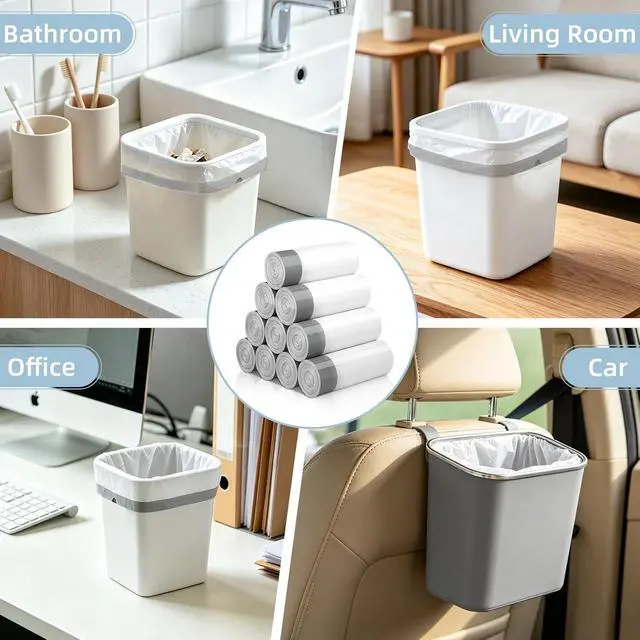Alt view image 6 of 7 - 1.2 Gallon Trash Bags, 100 Count White Trash Bags Drawstring Small Garbage Bags Thick Pre-separated Unscented Trash Can Liners for Bathroom Office Kitchen Bedroom Home