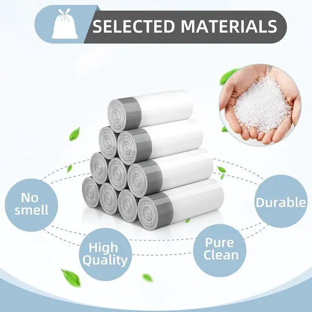 Alt view image 5 of 7 - 1.2 Gallon Trash Bags, 100 Count White Trash Bags Drawstring Small Garbage Bags Thick Pre-separated Unscented Trash Can Liners for Bathroom Office Kitchen Bedroom Home