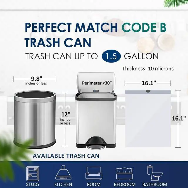 Alt view image 2 of 7 - Small Drawstring Trash Bags 1.5 Gallon, White, 120 Count
