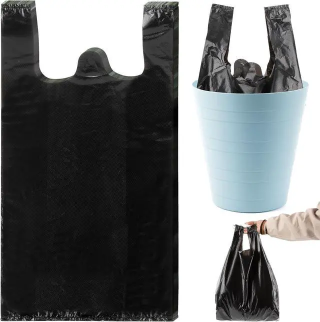 Main image of MAQIHAN Black Plastic Grocery Bags - 35PACK 4 Gallon Trash Bags with Handle