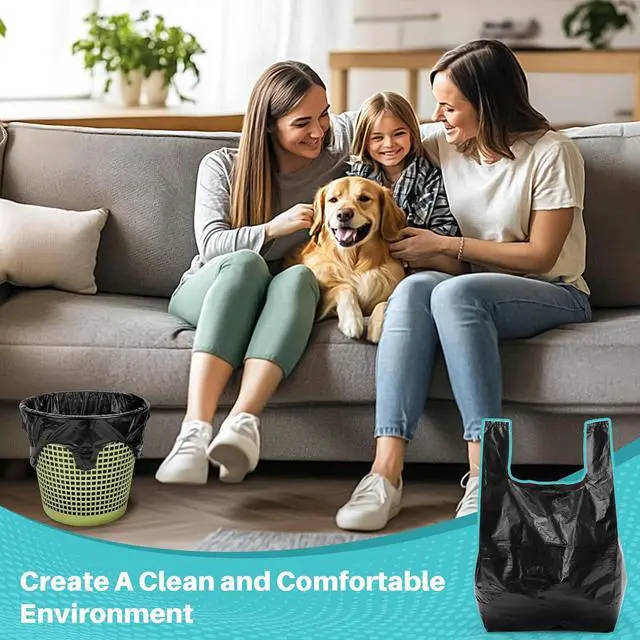 Alt view image 3 of 7 - MAQIHAN Black Plastic Grocery Bags - 35PACK 4 Gallon Trash Bags with Handle