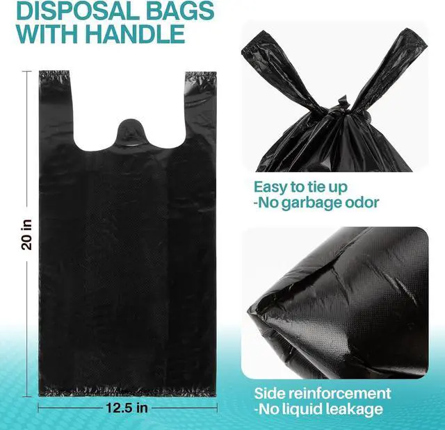 Alt view image 4 of 7 - MAQIHAN Black Plastic Grocery Bags - 35PACK 4 Gallon Trash Bags with Handle