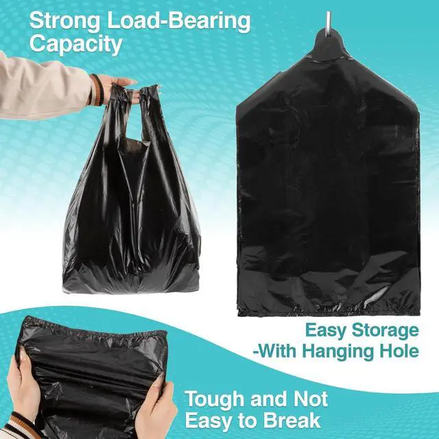 Alt view image 5 of 7 - MAQIHAN Black Plastic Grocery Bags - 35PACK 4 Gallon Trash Bags with Handle