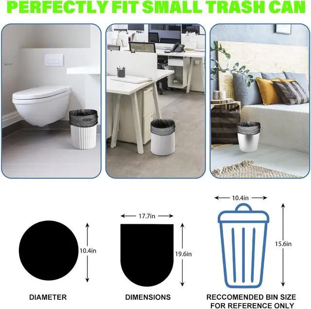 Alt view image 2 of 7 - 4 Gallon Small Bathroom Black Trash-Bags - Compostable Mini Garbage Bags 100 Count Biodegradable Little Waste Basket Kitchen Office Car Unscented Tiny Liners Strong Thick Inwaysin