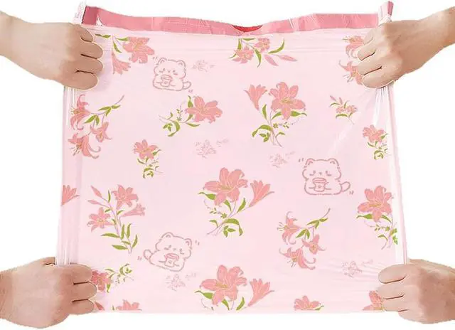 Alt view image 6 of 7 - 4 Gallon Small Trash Bags 78pcs Tearing-Free Drawstring for Bathroom Office Home Bedroom Trash Can with Pink Lily Printed Garbage Basket Bags