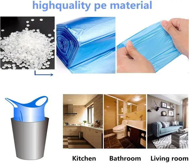 Alt view image 3 of 6 - Trash Bags,4 Gallon Handle Tie Small Garbage Bags For Office, Kitchen,Bedroom Waste Bin,Colorful Portable Strong Rubbish Bags,wastebasket bag,100 Counts