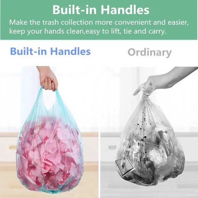 Alt view image 2 of 6 - Trash Bags,4 Gallon Handle Tie Small Garbage Bags For Office, Kitchen,Bedroom Waste Bin,Colorful Portable Strong Rubbish Bags,wastebasket bag,100 Counts