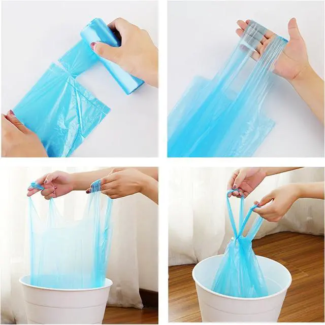 Alt view image 5 of 6 - Trash Bags,4 Gallon Handle Tie Small Garbage Bags For Office, Kitchen,Bedroom Waste Bin,Colorful Portable Strong Rubbish Bags,wastebasket bag,100 Counts
