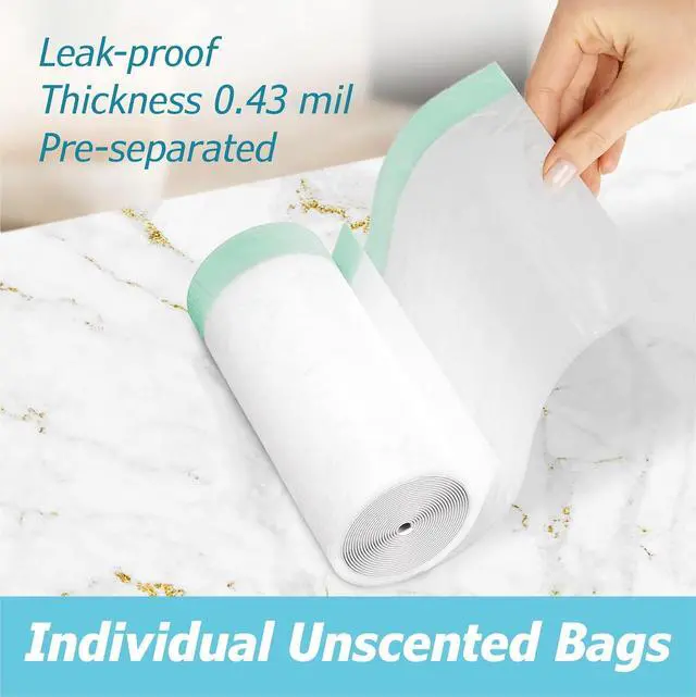 Alt view image 2 of 7 - 2.6 Gallon Drawstring Trash Bags - 0.43 Mil Strong - Small Garbage Bags - for Office Bathroom Kitchen - Individual, Unscented, White, 17" x 17", 60 Count