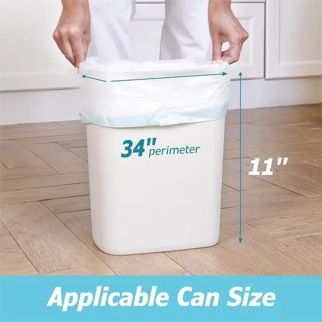 Alt view image 6 of 7 - 2.6 Gallon Drawstring Trash Bags - 0.43 Mil Strong - Small Garbage Bags - for Office Bathroom Kitchen - Individual, Unscented, White, 17" x 17", 60 Count