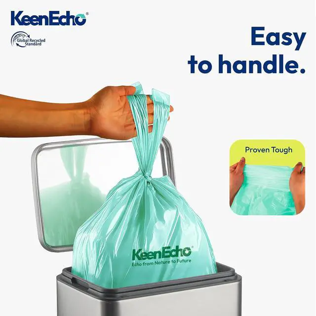 Alt view image 5 of 7 - 8 Gallon 40 Counts Small Green Trash Bags with Handle, Ocean Fishing Nets Upcycling, Sage & Sea Salt Scented, Plastic Garbage Bags, Waste Bag for Bathroom, Kitchen, Office and Pets