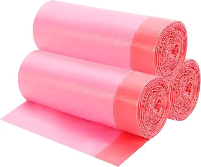 Main image of 4 Gallon Drawstring Garbage Bags, 3 rolls/60 Counts(Pink)
