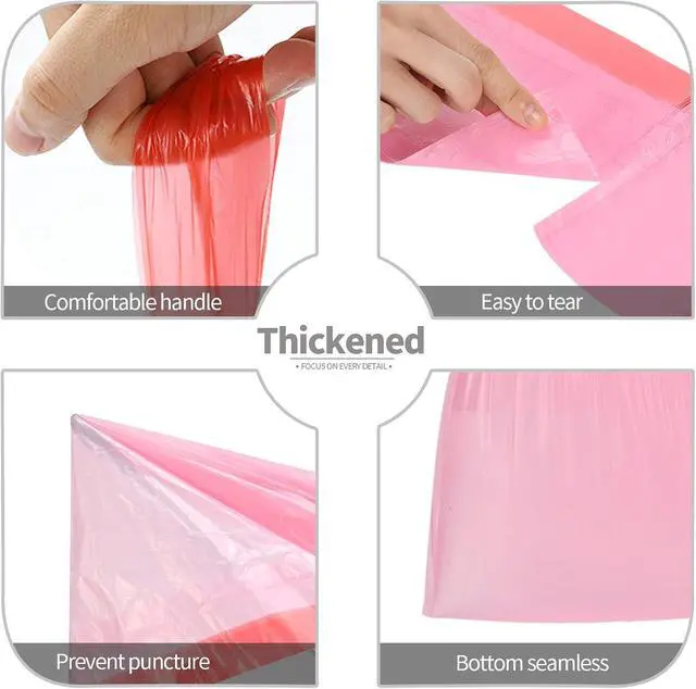 Alt view image 3 of 7 - 4 Gallon Drawstring Garbage Bags, 3 rolls/60 Counts(Pink)