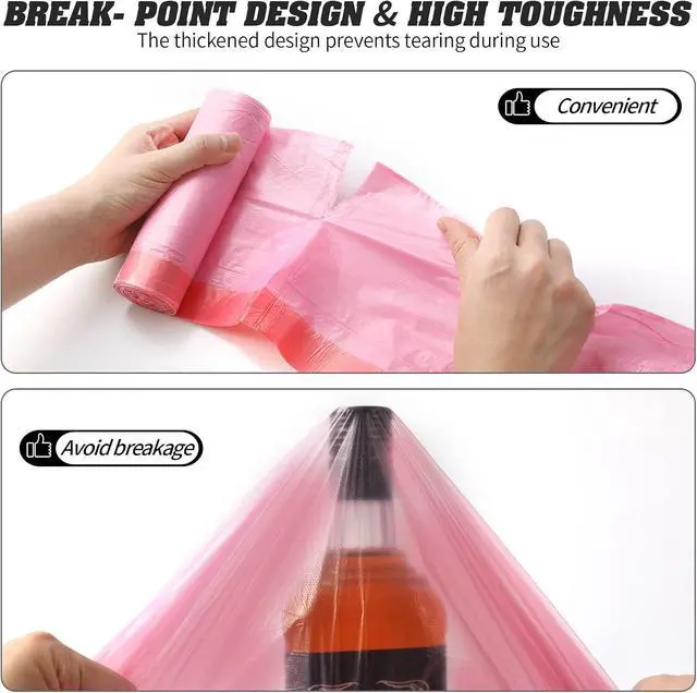 Alt view image 4 of 7 - 4 Gallon Drawstring Garbage Bags, 3 rolls/60 Counts(Pink)