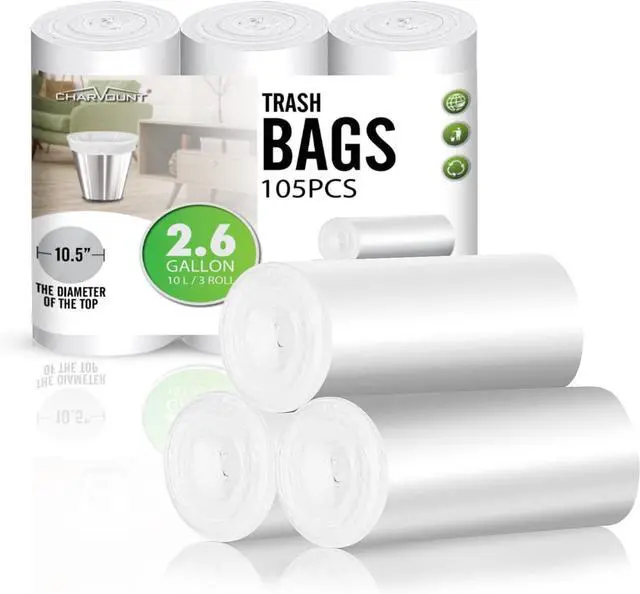 Alt view image 6 of 7 - Charmount 2.6 Gallon Small Trash Bags, Garbage Bags 105 Counts