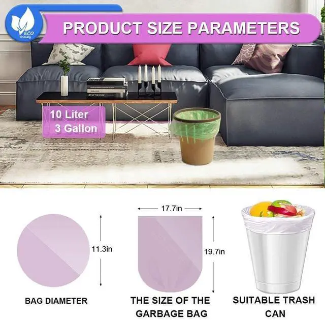Alt view image 6 of 7 - Small Trash Bags 2.6 Gallon, Colorful Bathroom Trash Bags, 110 Count