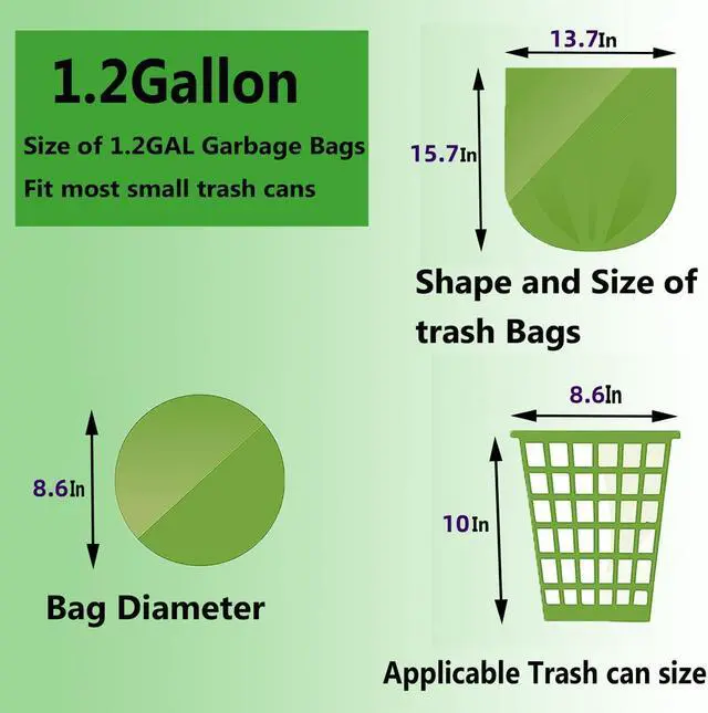 Alt view image 4 of 6 - Small Trash Bags 1.2 Gallon - Biodegradable Garbage Bags Recycling Eco-Friendly Trash Can Plastic Liner Compostable Strong Bag for Bathroom Bedroom Office Kitchen Trash Can (120 Counts,Green)