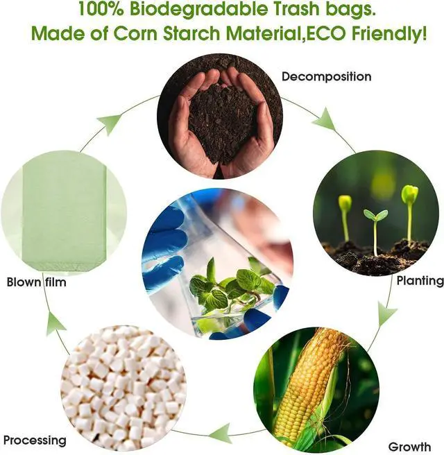 Alt view image 5 of 6 - Small Trash Bags 1.2 Gallon - Biodegradable Garbage Bags Recycling Eco-Friendly Trash Can Plastic Liner Compostable Strong Bag for Bathroom Bedroom Office Kitchen Trash Can (120 Counts,Green)