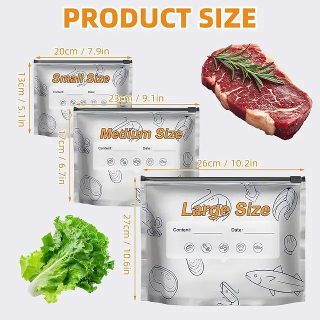 Alt view image 5 of 7 - 30 Pcs Reusable Mylar Bags for Food Storage, Waterproof Aluminum Foil Stand Up Pouches Freezer Containers for Beans Vegetables Rice Meat Long Term Preservation, BPA Free