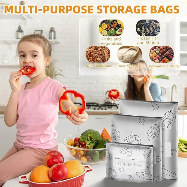 Alt view image 6 of 7 - 30 Pcs Reusable Mylar Bags for Food Storage, Waterproof Aluminum Foil Stand Up Pouches Freezer Containers for Beans Vegetables Rice Meat Long Term Preservation, BPA Free