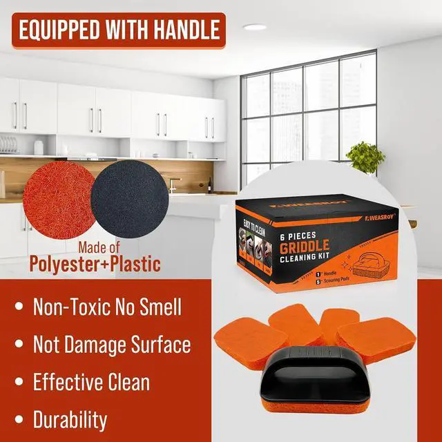 Alt view image 4 of 7 - Griddle Cleaning Kit for Blackstone, Non-Scratch Scouring Pads for Kitchen