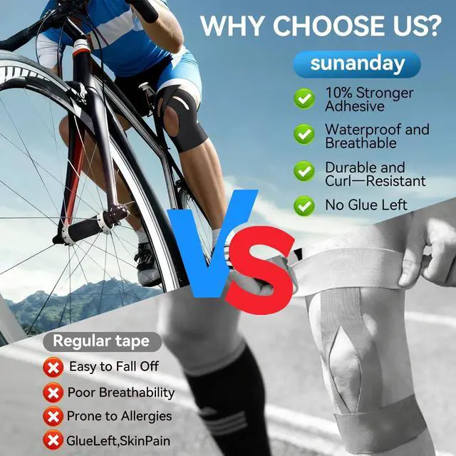 Alt view image 3 of 7 - 20 PCS Waterproof Kinesiology Tape, Precut Strips Knee Pain Relief Support