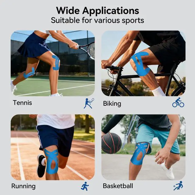 Alt view image 4 of 7 - 20 PCS Waterproof Kinesiology Tape, Precut Strips Knee Pain Relief Support