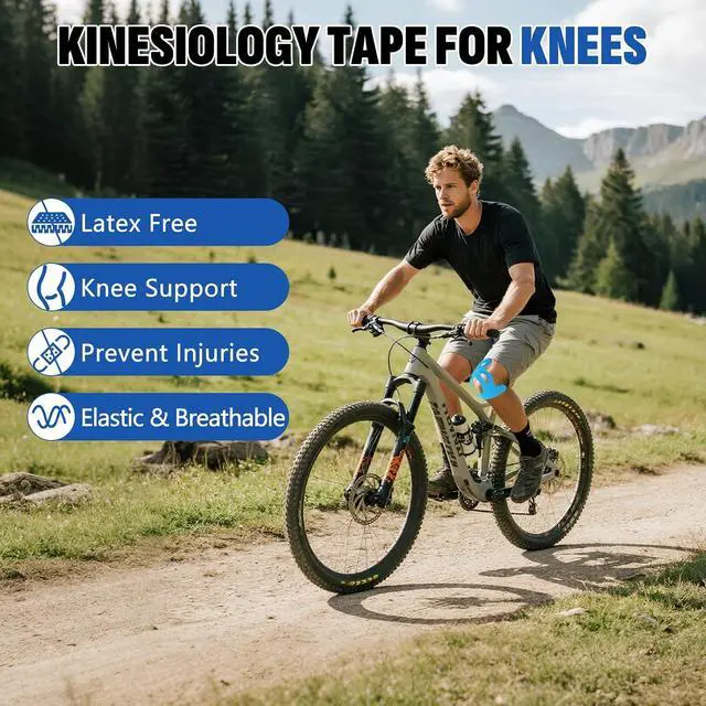 Alt view image 4 of 7 - 16 Pcs Blue Kinesiology Tape for Knees, Knee Support Tape