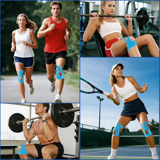 Alt view image 6 of 7 - 16 Pcs Blue Kinesiology Tape for Knees, Knee Support Tape