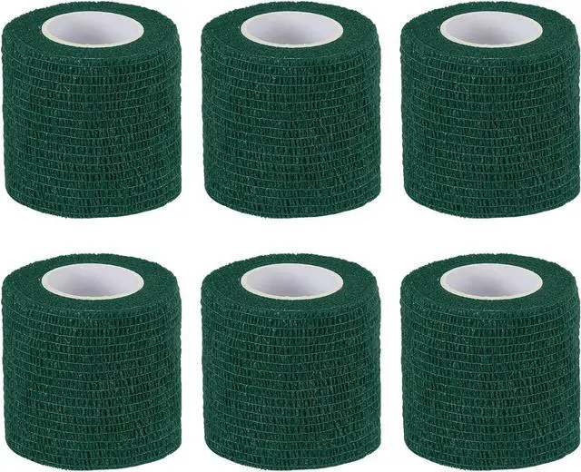 Main image of PATIKIL 1" x 177" Self Adhesive Bandage Wrap, 6 Pcs Elastic Self Breathable Self Adherent Wrap Tape for Stretch Athletic Sports Wrist Ankle Outdoor Tape, Dark Green